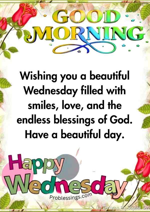 Wednesday morning blessings with floral background