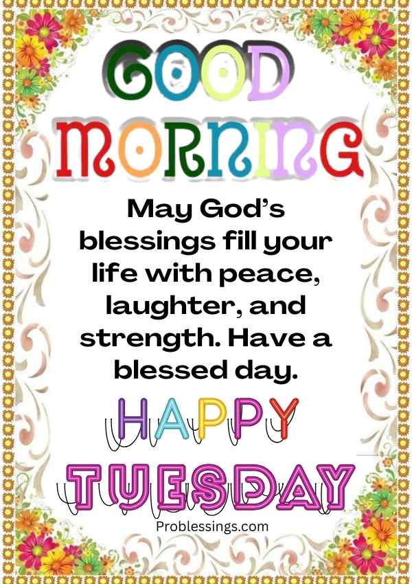 blessed Tuesday image with flowers frame