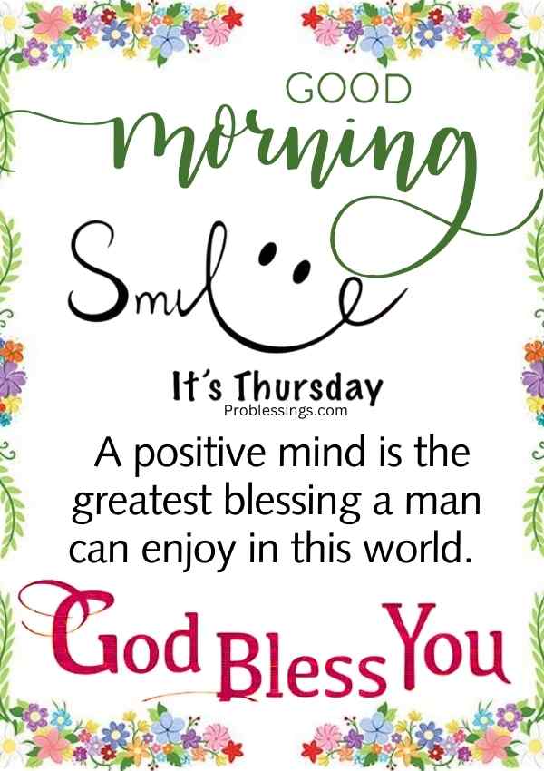 blessed Thursday quote image with flowers