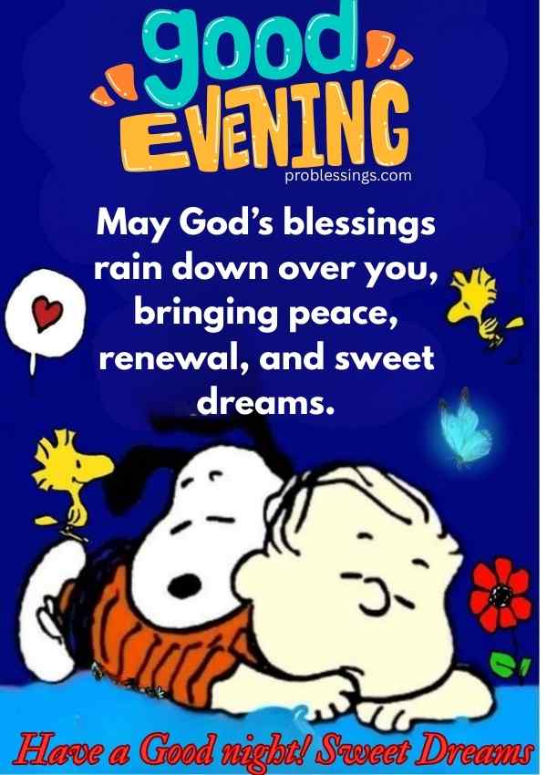 Good evening Monday blessing image wishing peace, sweet dreams, and a restful good night
