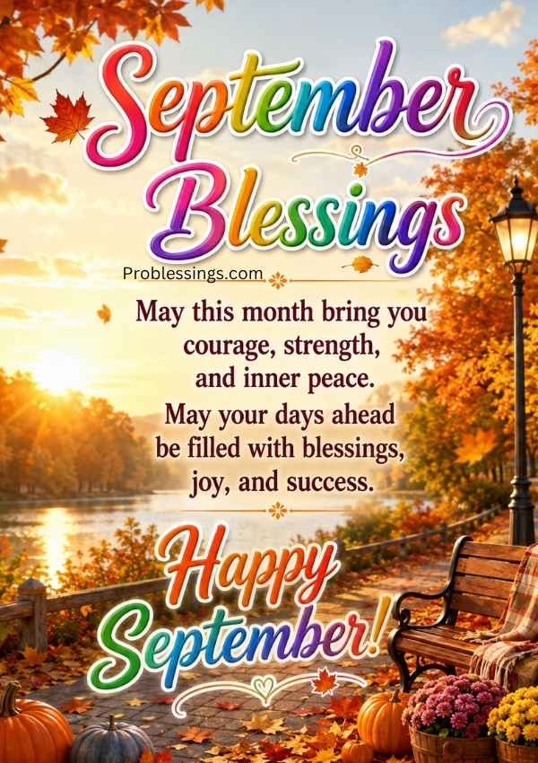 beautiful September blessings image with autumn flower
