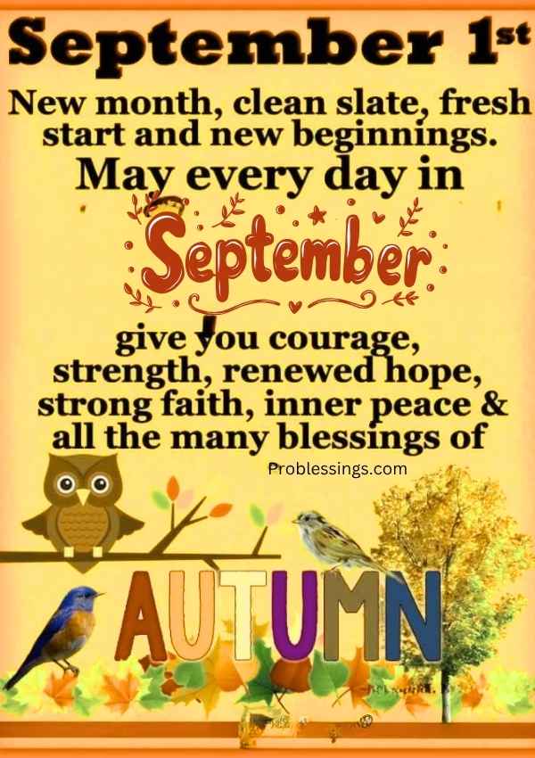 Happy 1st September with image for new month