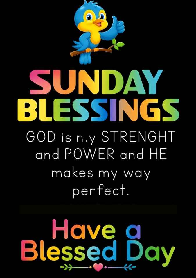 Beautiful Sunday Blessings image with teddy bird